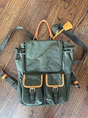 Tory Burch Olive Nylon Backpack with Tan Leather Trim